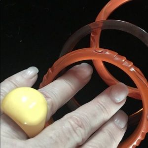 Bakelite Dome Ring size 6 3/4 Yellow